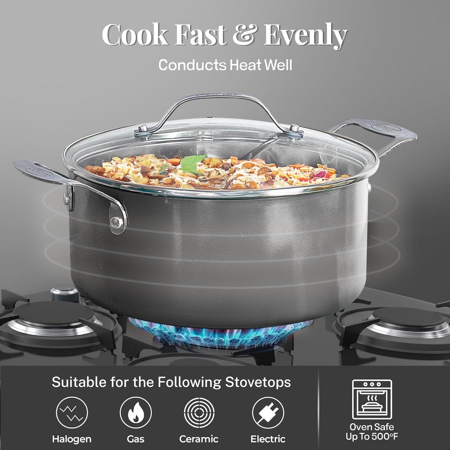 Gotham Steel 20 Pc Pots and Pans Set, Bakeware Set, Ceramic Cookware Set for Kitchen, Long Lasting Non Stick Pots and Pans Set with Lids Dishwasher / Oven Safe, Non Toxic-Copper